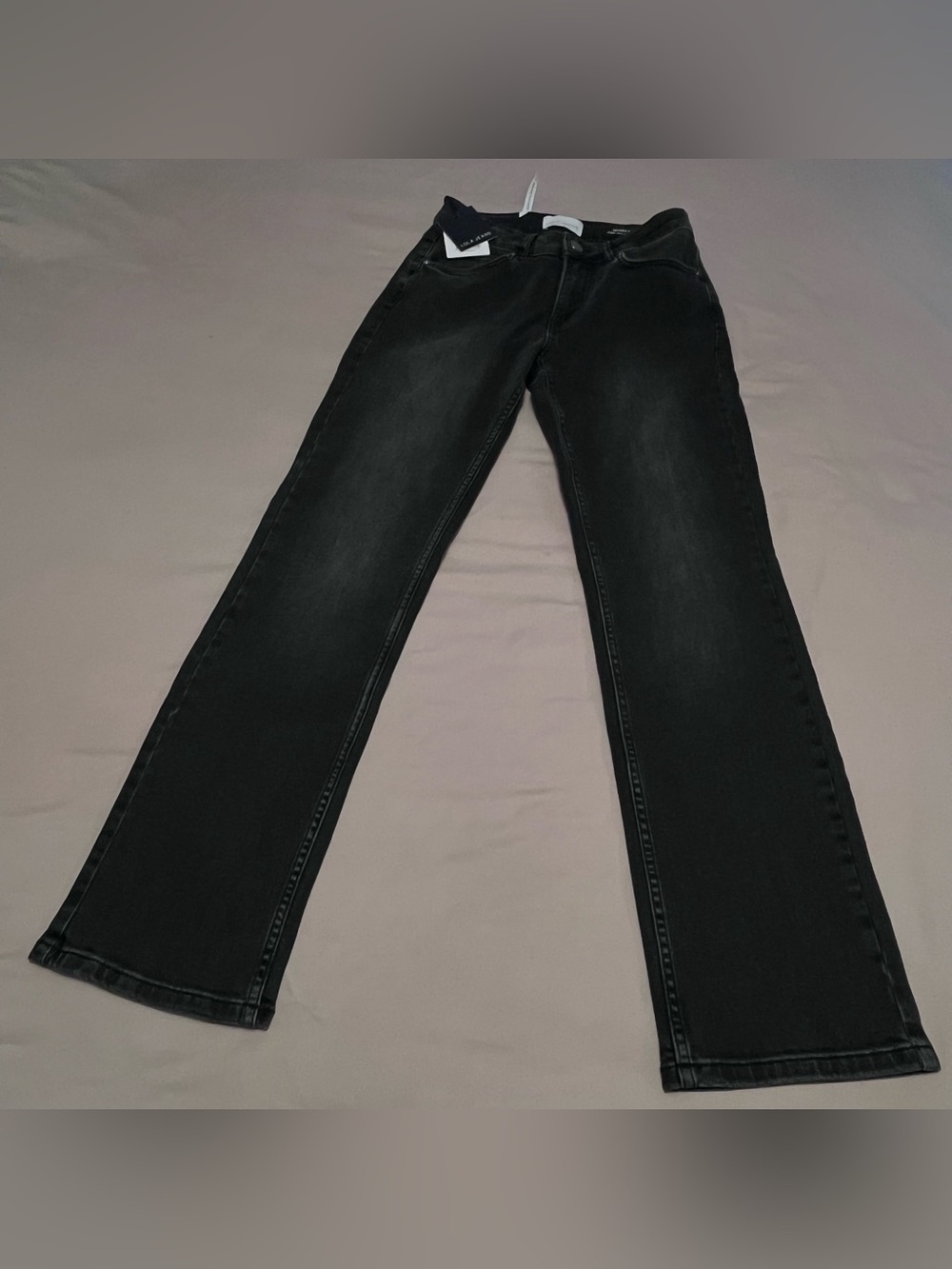 LOLA JEANS Women's Faded Black Straight-Leg High Rise Jeans
